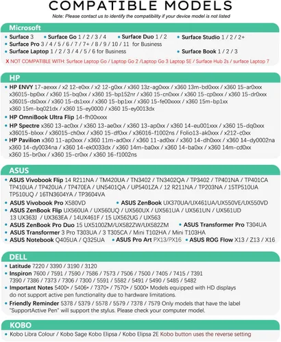 Vista 6 de Lápiz óptico para Microsoft Surface Pro9/8/X/7/6/5/4/3 Surface Go 3/2/1 Surface 3/2/1 Surface 3/Studio/Book 4/3/2/1 con presión de inclinación 4096