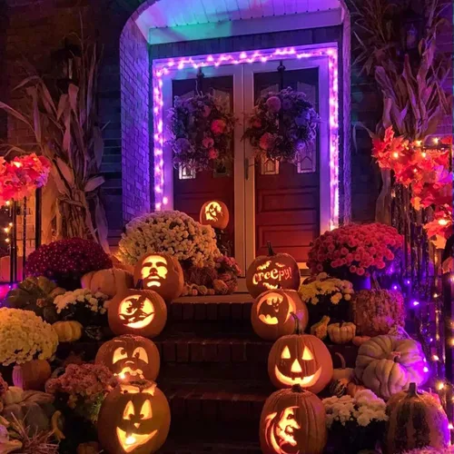 Vista 6 de JMEXSUSS Guirnalda de 250 luces LED de Halloween/250 luces LED moradas de Halloween