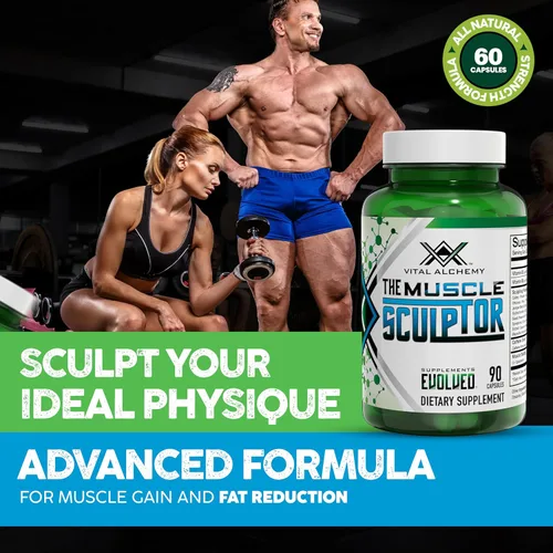 Vista 2 de Vital Alchemy The Muscle Sculptor - Constructor muscular con vitamina B3, B6, fosfatidilserina, epicatequina y cayena - Apoya el crecimiento