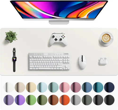 Vista 209 de Aothia Protector de Escritorio de Cuero, Alfombrilla para Ratón, Alfombrilla de Escritorio de Oficina, Secante de Escritorio de Cuero PU