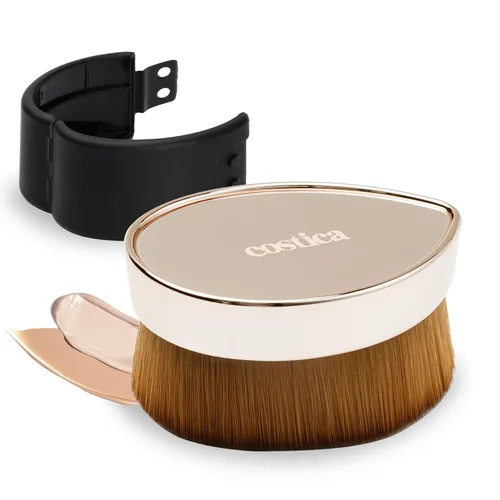 Vista 9 de COSTICA - Paquete de 2 brochas de base para maquillaje, brocha de base plana impecable para maquillaje líquido, brocha Kabuki para mezclar, líquido