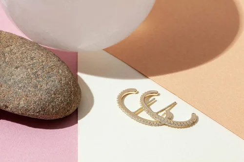 Vista 4 de PAVOI 14K Gold Plated 925 Sterling Silver Post Minimalist Suspender Ear Cuff Earrings for Women Wrap Earlobe Studs