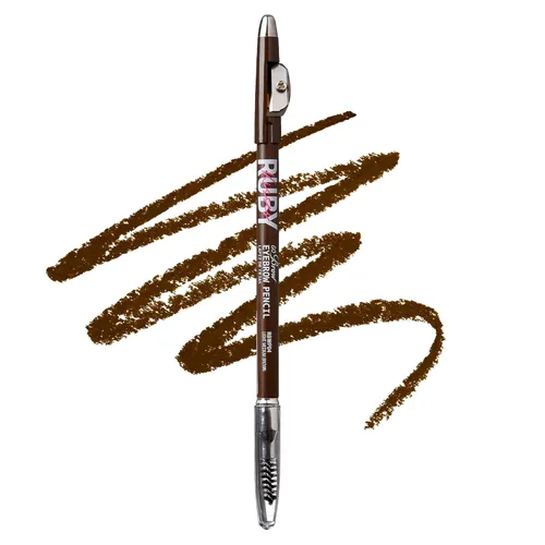 Ruby Kisses GoBrow - Lápiz de cejas, afilable, de larga duración, lápiz de madera para cejas de aspecto natural (marrón medio)