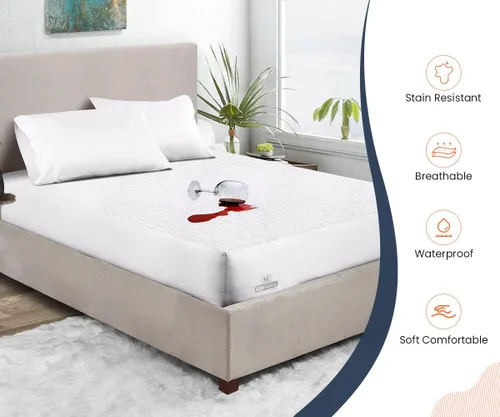 Vista 3 de SGI Olympic Queen - Protector de colchón impermeable estilo ajustado, tela de rizo súper suave, color blanco, se adapta a bolsillos de hasta 15