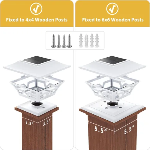 Vista 2 de APONUO Luces solares de poste de 4 x 4, 17 lúmenes, 1000 mAh, luces solares para postes de 2 modos de color, luces solares para postes de valla