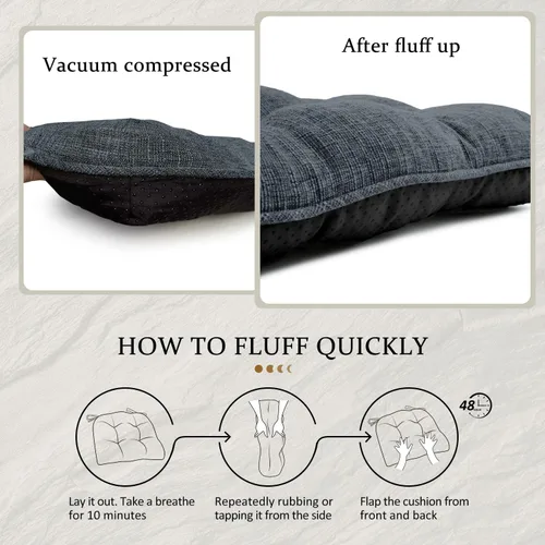 Vista 6 de LOVTEX Paquete de 4 cojines para sillas de comedor, almohadillas antideslizantes de espuma viscoelástica con lazos, cojines para sillas de cocina