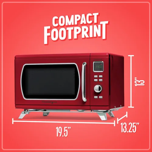 Vista 6 de Nostalgia Mid-Century Retro - Horno de microondas para encimera, grande 900 vatios, 0.9 pies cúbicos, 8 ajustes de cocción preprogramados, reloj