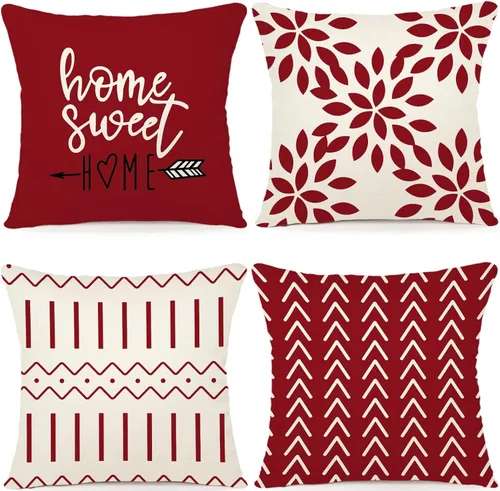 Vista 37 de YCOLL Juego de 4 fundas de almohada de 20 x 20 pulgadas, modernas fundas de almohada decorativas de tela de lino para exteriores, para sofá, cama