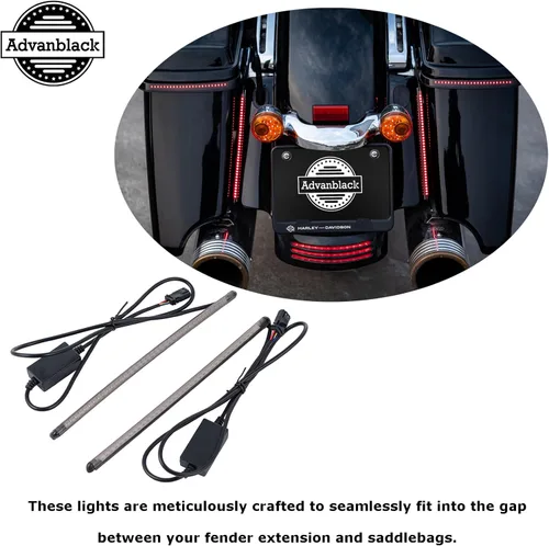 Vista 3 de Advanblack PHANTOM - Luces LED de llenado, luz trasera para guardabarros traseros para Harley Touring FLH 2014+ - Correr/Freno secuencial señal