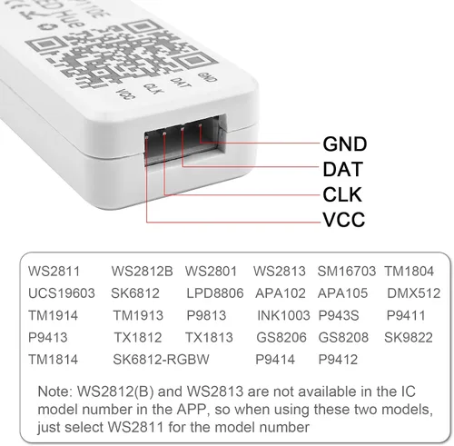 Vista 4 de Controlador LED Bluetooth SP110E para luces de tira LED WS2811