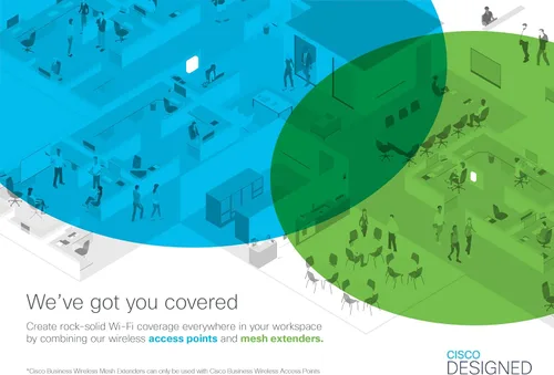Vista 5 de Punto de acceso Wi-Fi Cisco Business 145AC 802.11ac 2x2 Puertos de 4 GbE PoE Placa de pared Protección limitada de por vida (CBW145AC-B)