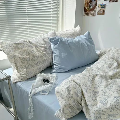 Vista 173 de mixinni Juego de funda de edredón de algodón floral para niñas y adolescentes, con lazos de cremallera, fácil cuidado, ultra suave y transpirable