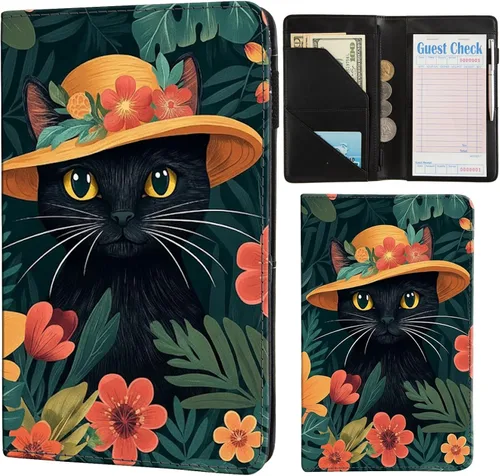 Vista 22 de Libreta rosa para mesera, libro para camarera, lindos libros para meseros con bolsillo con cierre, organizador de libros para meseras, talonario