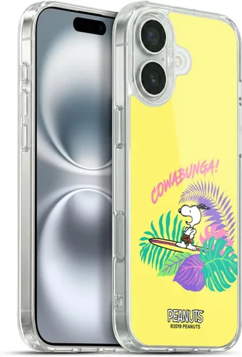 Vista 113 de Head Case Designs Funda de gel suave con licencia oficial de Peanuts Tropical Surf Snoopy Aloha Disco compatible con Apple iPhone 13 Mini