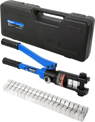 Vista 12 de AMZCNC herramienta de crimpado de terminales de cable de batería de alambre hidráulico azul de 16 toneladas con troqueles estándar de cable EE. UU.