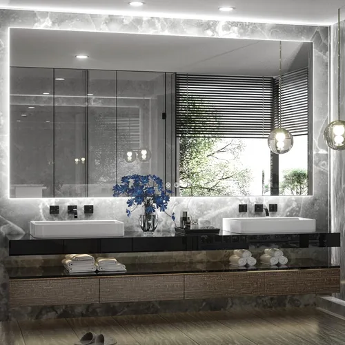 Vista 25 de TETOTE - Espejo retroiluminado para baño con luz, botón táctil regulable y función antivaho (horizontal o vertical)