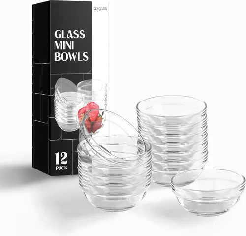 Mini cuencos de vidrio para preparación, cuencos de vidrio transparente de 3.5 pulgadas y 4 onzas para condimentos, cuencos de vidrio pequeños y