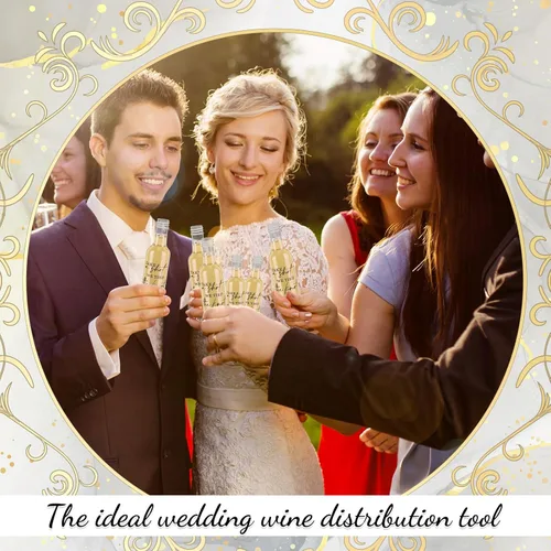 Vista 8 de Bokon Mini Wedding Liquor Bottles Take a Shot We Tied The Knot Shot Glasses for Guests 1.7 Fl Oz/ 50 ml Plastic Reusable Empty Bottle with Cap