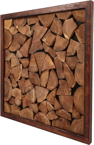 Vista 4 de CONSDAN Decoración de pared de madera Madera dura cultivada en Estados Unidos, arte de pared de madera rústica, decoración del hogar para sala