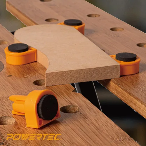 Vista 7 de POWERTEC 71188 - 4 perros de banco para agujero de perro de 3/4 pulgadas, con inserto de EVA, herramienta de carpintería para banco de trabajo, mesa