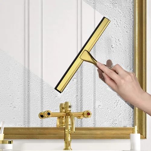 Vista 5 de HIWARE Escobilla de ducha multiusos para puertas de ducha, baño, ventana y cristal de automóvil, latón, acero inoxidable, 12 pulgadas
