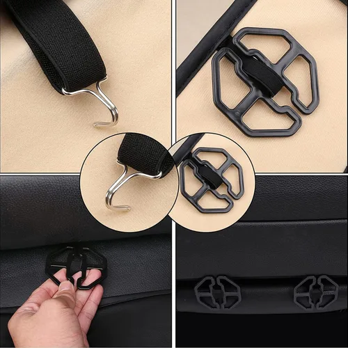 Vista 6 de Coverado - Fundas para asientos de auto, de cuero para asientos delanteros, fundas beige impermeables, cojín de asiento, protector de asiento