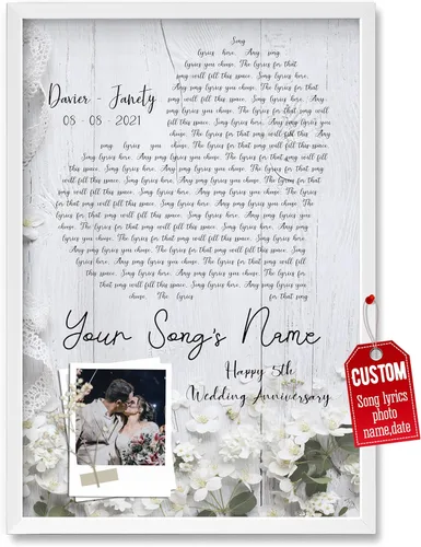 H-DEWALL Póster personalizado de letras de canciones, regalos para ella, lienzo personalizado, enmarcado, regalos para él, decoración de la casa,