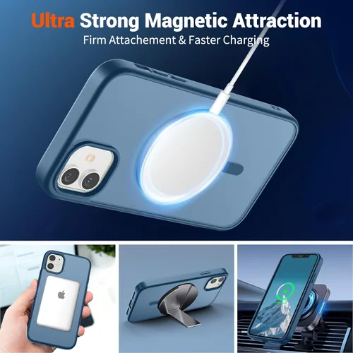 Vista 1475 de SUPFINE - Funda magnética para iPhone 13 Pro Max (compatible con MagSafe), (protección contra caídas de grado militar de 10 pies), delgada, Negro