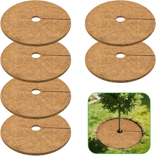 Vista 8 de ZeeDix Paquete de 3 anillos de mantillo de fibra de coco, anillo de coco de 14 pulgadas, tapete de mantillo de árbol de coco 100% natural, protector
