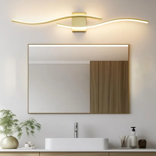 Vista 7 de Modernas lámparas de baño doradas, luz LED de tocador con control remoto, lámpara de tocador de baño sobre espejo, luces de pared para dormitorio