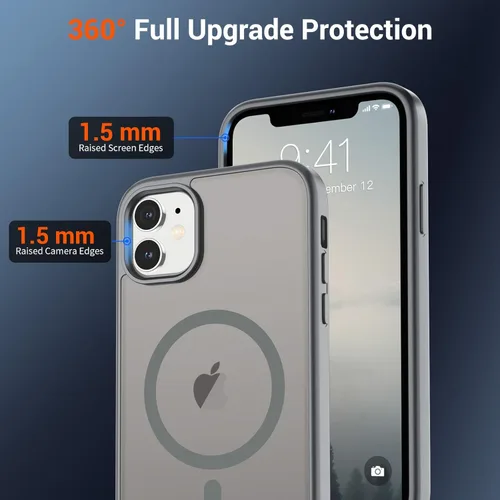 Vista 586 de SUPFINE - Funda magnética para iPhone 13 Pro Max (compatible con MagSafe), (protección contra caídas de grado militar de 10 pies), delgada, Negro