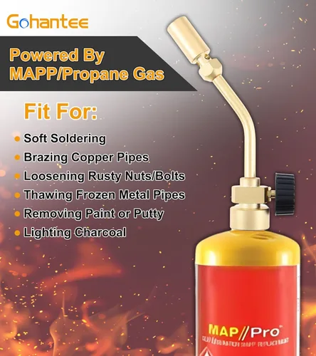 Vista 4 de Cabeza de Antorcha de Propano con Llama de Lápiz de Latón, Cabeza de Antorcha de Gas de Soldadura con Versión Mejorada Completa de Latón, Alimentado
