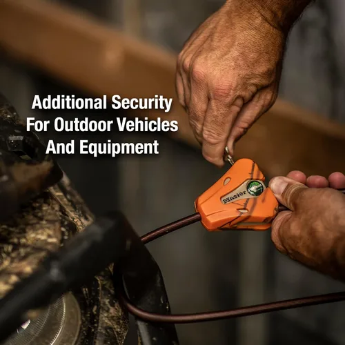 Vista 2 de Master Lock Candado de cable, cerradura de cable con llave ajustable Python, cable de 6 pies de largo, paquete de 2 unidades de camuflaje Mossy Oak