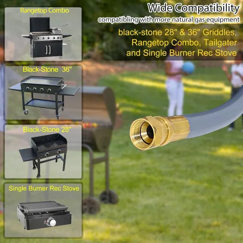 Vista 2 de 5249 Kit de conversión de propano a gas natural, compatible con parrillas Black-Stone de 28" y 36", combo de estufa, Tailgater y estufa recreativa