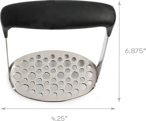 Vista 3 de Cooking Light Triturador de acero inoxidable resistente, horizontal amplio y ergonómico, placa fina para puré de papas suave, agarre suave y mango