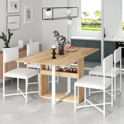 Vista 28 de Juego de mesa de comedor de 3 piezas con altura de mostrador, juego de comedor de madera maciza con 2 taburetes tapizados, mesa de comedor