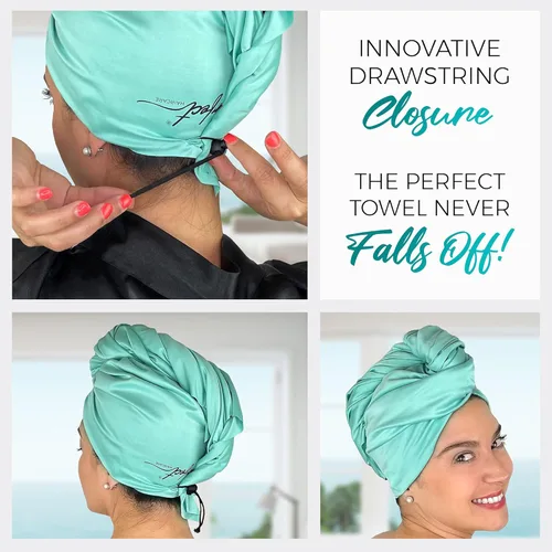 Vista 5 de Envoltorio de toalla de microfibra para el cabello para mujeres - Regalo y viaje - Suave como la seda - Cabello rizado, ondulado, liso para chicas
