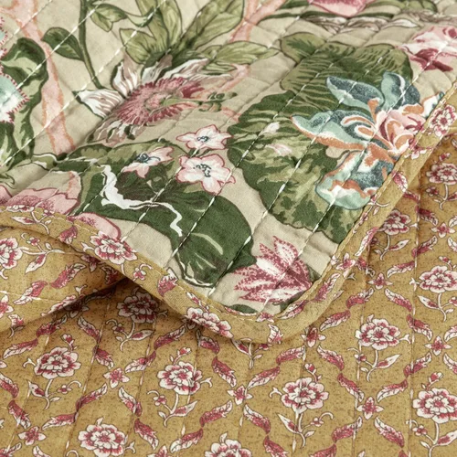 Vista 7 de Chezmoi Collection Delaney - Juego de edredón de 2 piezas, diseño floral de retazos prelavados, 100% algodón, tamaño individual