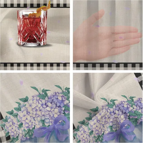 Vista 6 de Double Love Flower Black Plaid Chiffon Table Runner 55 Inches Long, Voile Sheer Tulle Runner for Rustic Wedding Reception Bridal Shower Decorations