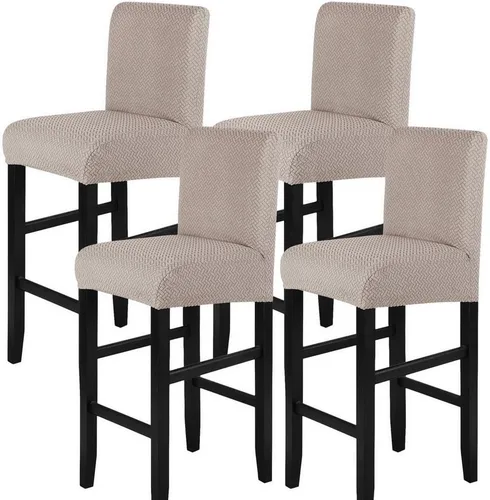 Vista 47 de SearchI Juego de 2 fundas de jacquard para taburetes de bar, elásticas y lavables, fundas para sillas de altura de mostrador para cocina, comedor
