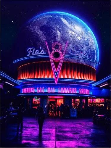 Trademark Fine Art Canvas Wall Art - Ritvik Takkar 'Space Cafe' Wall Art for Living Room, Bedroom, or Office Décor