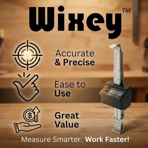 Vista 2 de Wixey Medidor de cepillado digital – Lectura digital electrónica y herramienta de medición de espesor – Calibración precisa y dimensiones digitales