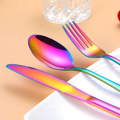 Vista 2 de Utensilios de viaje, juego de cubiertos reutilizables para llevar, juego de cubiertos portátiles con una funda de transporte impermeable