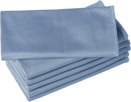 Vista 7 de Puomue Paquete de 6 paños de limpieza de microfibra de vidrio, 16 x 16 pulgadas, sin pelusas, limpia rápidamente ventanas, lentes, parabrisas, Azul