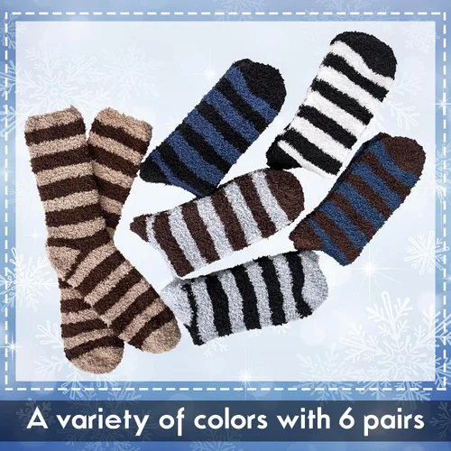 Vista 2 de YSense 5-6 Pairs Mens Fuzzy Socks Winter Slipper Fleece Socks Men
