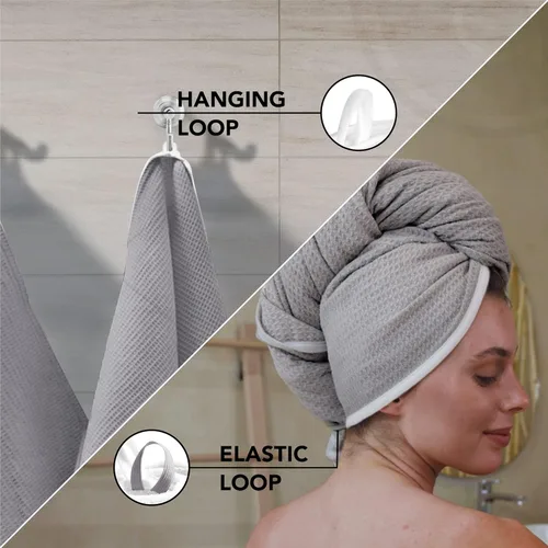 Vista 5 de Toalla de Pelo – de microfibra para un secado rápido, Safe & frizz-free – PREMIUM grande, compacto, ligero y absorbente – Una Talla para Todos – 3