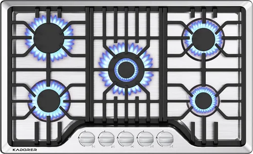 Placa de cocina de gas de 30 pulgadas, estufa de gas integrada con 5 quemadores, cocinas convertibles NG/LPG, placa de cocina de propano de 5