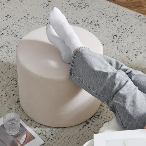 Vista 5 de Bezseller Soft Boucle Puf Otomano, Cómodo Reposapiés, Taburete con Relleno de Espuma Completo para Sala de Estar, Dormitorio, Comodidad Ligera