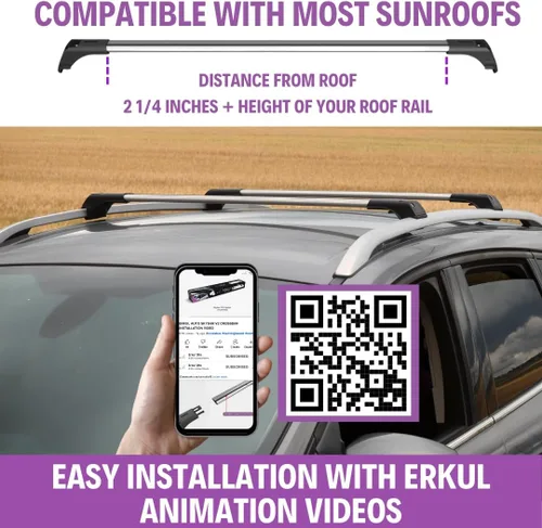 Vista 5 de ERKUL Barras transversales de techo para Toyota Sienna 2011-2020 Barras transversales de aluminio con bloqueo antirrobo para techo Compatible