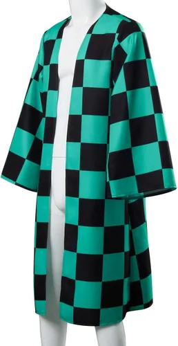 Vista 4 de Kamado Tanjirou Cosplay Costume Anime Kimetsu no Yaiba Role Play Outfit Kimono Robe Cape Cloak